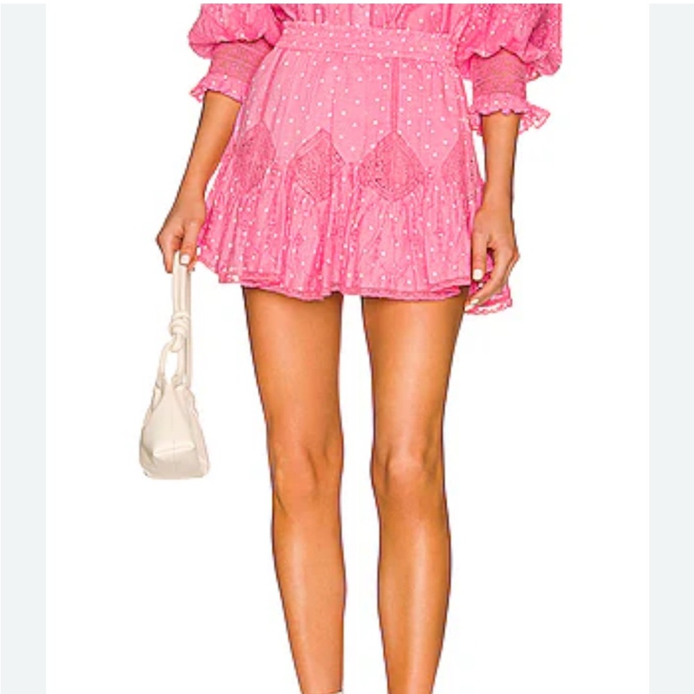 Loveshackfancy Adia Skirt in Hot Pink Cherry